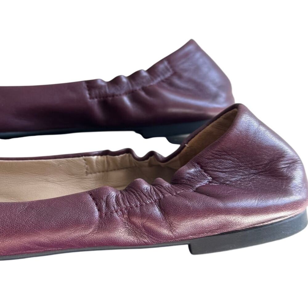 Tory Burch Blossom Flower Scrunch Ballet Flats Burgundy Leather Port Size 7 - Picture 11 of 12